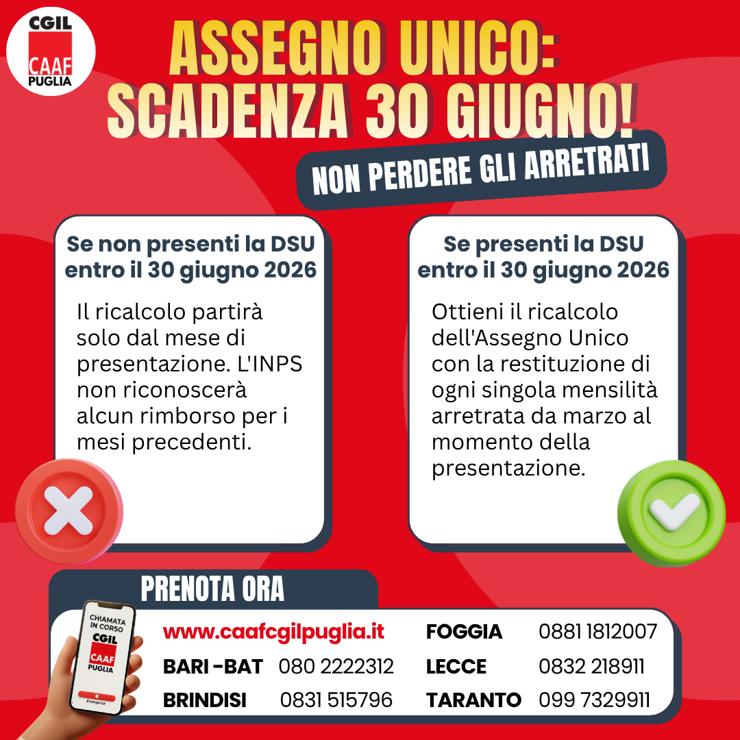 ⏰ ASSEGNO UNICO: ATTENZIONE ALLA SCADENZA DEL 30 GIUGNO! 