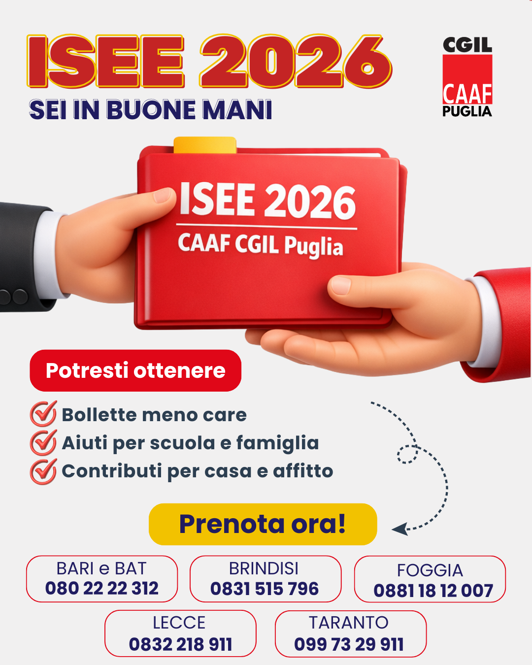 ISEE 2026: con il CAAF CGIL Puglia sei davvero in buone mani 🙌 